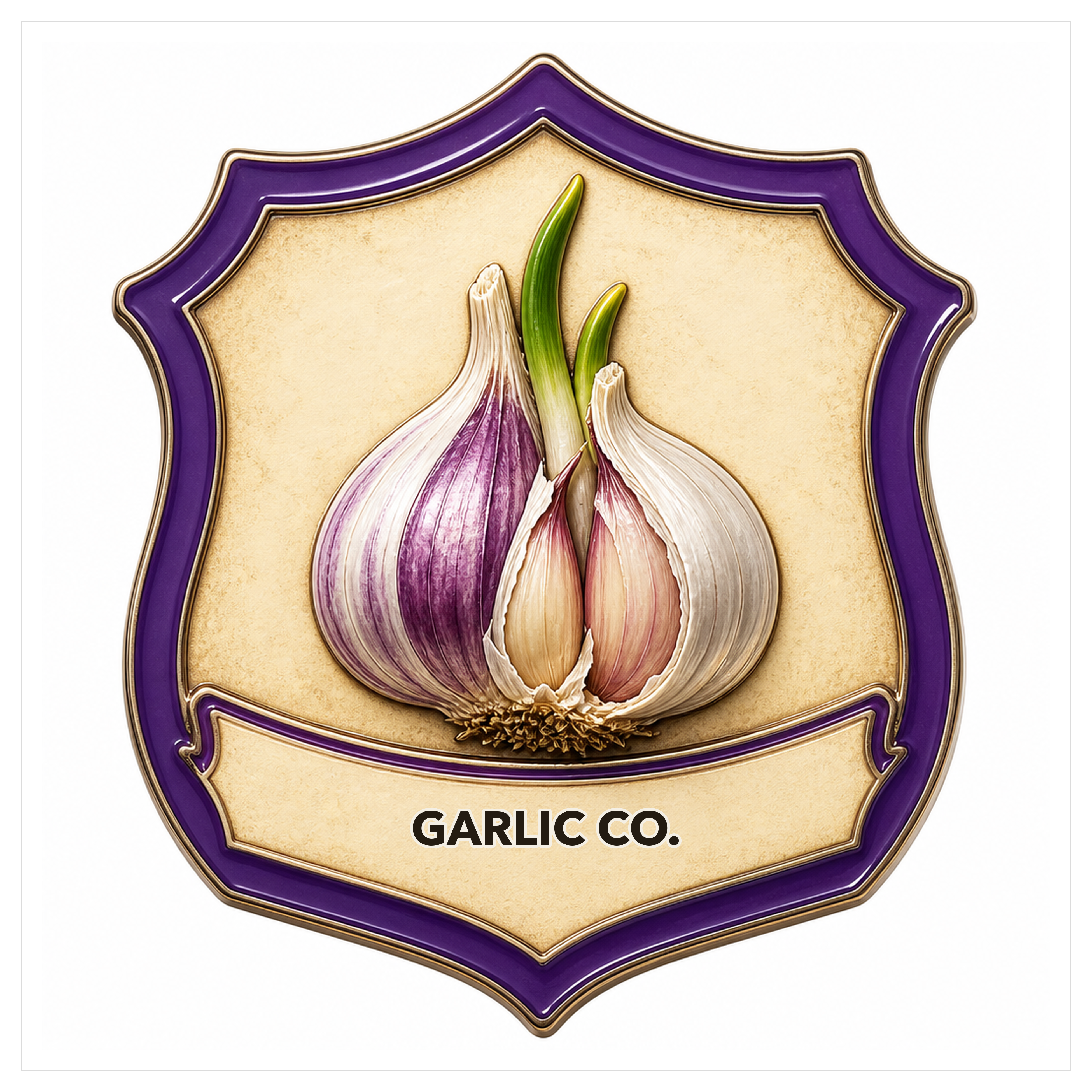 Garlic Company shield badge